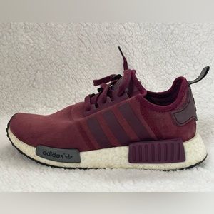 Adidas NMD R1 Suede burgundy and gray Sneakers